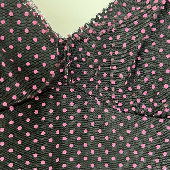Charlotte Russe Y2K black tulle pink Swiss dot midi vintage slip dress Sz S - Picture 5 of 13